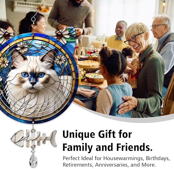 Birman Cat Wind Spinner, Birman Cat Wind Spinner Hanging for Yard and Garden