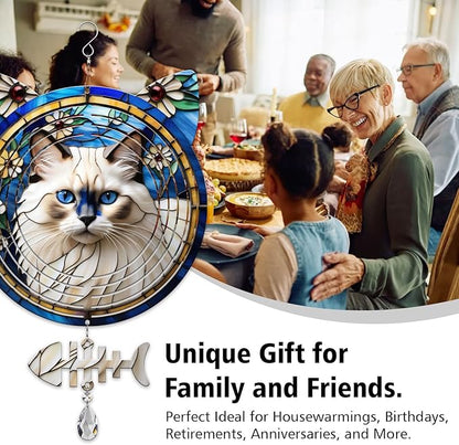 Birman Cat Wind Spinner, Birman Cat Wind Spinner Hanging for Yard and Garden