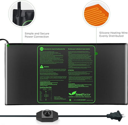 Seedfactor MET Certified Seedling Heat Mat, Adjustable Temperature, Waterproof, Durable Germination Station, Warm Hydroponic Heating Pad, Indoor Home Gardening, 48" X 20"