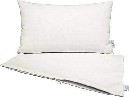 RSH DECOR: Sunbrella Pillow Covers Set of 2 | Covers Only - 20" x 12" | Outdoor Lumbar Pillow Covers Crafted with Sunbrella Performance Fabric | Canvas White
