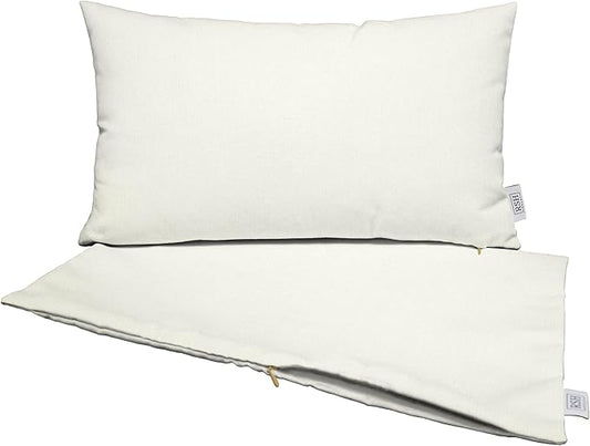 RSH DECOR: Sunbrella Pillow Covers Set of 2 | Covers Only - 20" x 12" | Outdoor Lumbar Pillow Covers Crafted with Sunbrella Performance Fabric | Canvas White