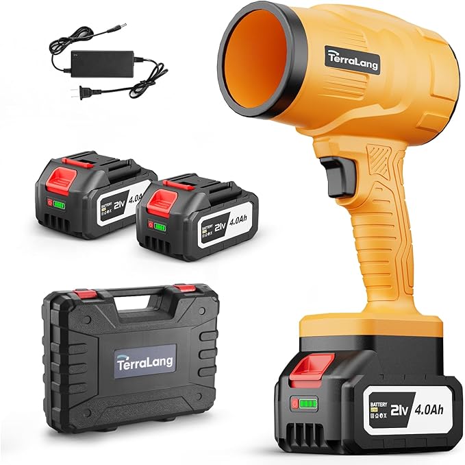 Electric Leaf Blower Cordless,800000RPM Adjustable Gear Handheld Leaf Blower with 2 * 4.0Ah Batteries and Charger Included.Power blowers for Lawn Debris.