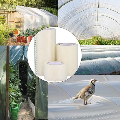 Greenhouse Plastic Sheeting Tape, 2" x108' Greenhouse Clear Plastic Film Repair Tape Tunnel Tape, 6mil Reinforced Polyethylene Tapes for Seaming and Sealing (2" x108')