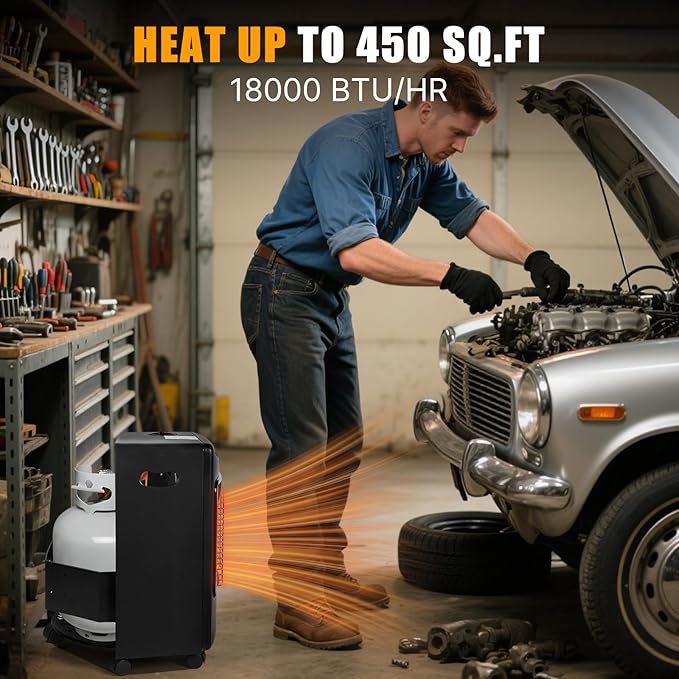 Propane Patio Heater, 18,000 BTU Propane Heater Outdoor, Infrared Gas Heaters with Regulator, Outdoor Heaters for Patio