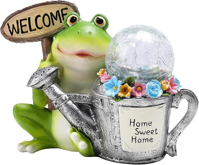 Bshine Frog Solar Lights Outdoor Garden - Waterproof Frog Statue Decoration for Patio, Path, Pathway Sculpture Yard Art, Lawn Ornaments, Gift for Mom, Home Decor Gift