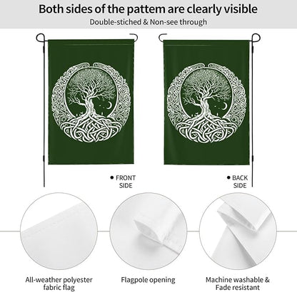 Viking Tree Garden Flag Vertical Double Sided Outdoor Yard Tree Flags 12.5x18 Inch Burlap Banners Vertical Double Sided for Outdoor Decor Lawn