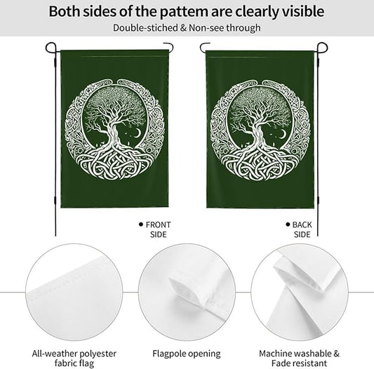 Viking Tree Garden Flag Vertical Double Sided Outdoor Yard Tree Flags 12.5x18 Inch Burlap Banners Vertical Double Sided for Outdoor Decor Lawn