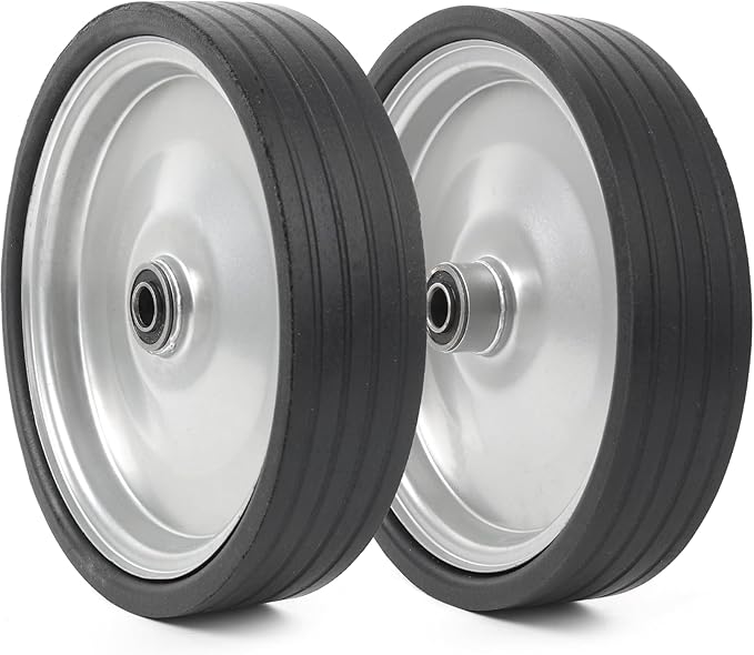 AR-PRO (2-Pack) 10"x2.2" Flat Free Solid Rubber Replacement Tires – 10 Inch Solid Wheels for Hand Trucks, Dollies, Utility Carts, and Wheelbarrows with 2.2" Offset and 5/8" Axle Hole