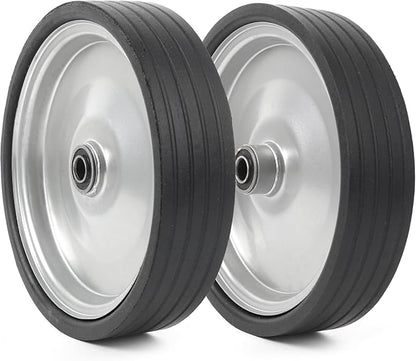 AR-PRO (2-Pack) 10"x2.2" Flat Free Solid Rubber Replacement Tires – 10 Inch Solid Wheels for Hand Trucks, Dollies, Utility Carts, and Wheelbarrows with 2.2" Offset and 5/8" Axle Hole