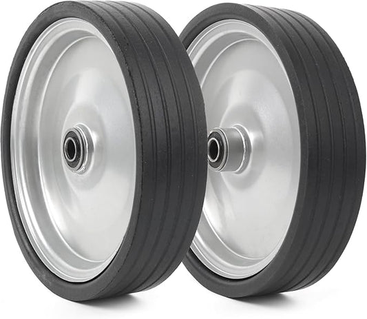 AR-PRO (2-Pack) 10"x2.2" Flat Free Solid Rubber Replacement Tires – 10 Inch Solid Wheels for Hand Trucks, Dollies, Utility Carts, and Wheelbarrows with 2.2" Offset and 5/8" Axle Hole