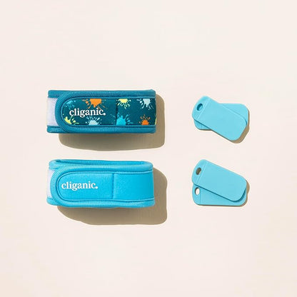 Cliganic Mosquito Repellent Pack (2 Wristbands + 4 Refill Pellets) - Adjustable, Natural DEET-Free, Essential Oil Infused