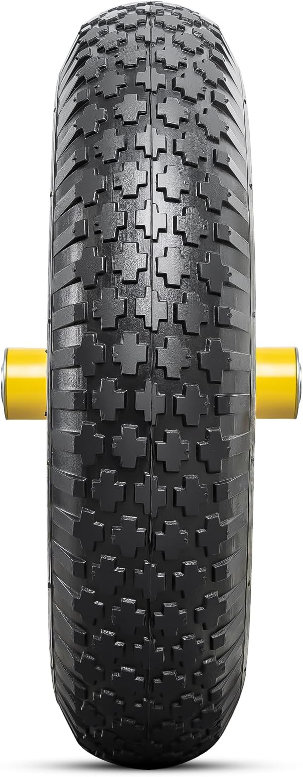 4.80/4.00-8 Tires and Wheels, Replacement Pneumatic Tires 15-Inch Wheel with 5/8" Bearings Compatible with Hand Truck, Wheelbarrow, Wagon, Gorilla Carts Tires(Yellow, 2PCS) P-097