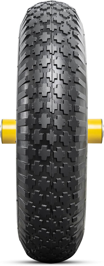4.80/4.00-8 Tires and Wheels, Replacement Pneumatic Tires 15-Inch Wheel with 5/8" Bearings Compatible with Hand Truck, Wheelbarrow, Wagon, Gorilla Carts Tires(Yellow, 2PCS) P-097