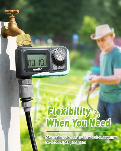 RAINPOINT Sprinkler Timer Outdoor, Water Timer for Garden Hose Faucet Timer, Programmable Watering Irrigation Timer with Rain Delay/Manual, V2, 2024 Release(Metal)
