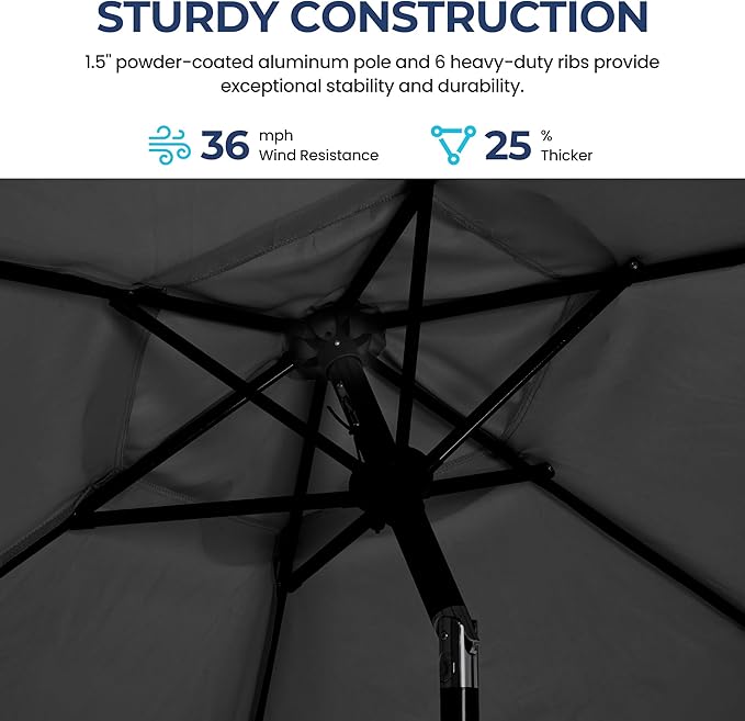 SUNVIVI OUTDOOR Outdoor Patio Umbrella, Patio Umbrella, Market Umbrella, Large Outdoor Umbrella, Metal Pole Umbrella with Push Button Tilt and Crank, Polyester Canopy