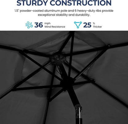 SUNVIVI OUTDOOR Outdoor Patio Umbrella, Patio Umbrella, Market Umbrella, Large Outdoor Umbrella, Metal Pole Umbrella with Push Button Tilt and Crank, Polyester Canopy