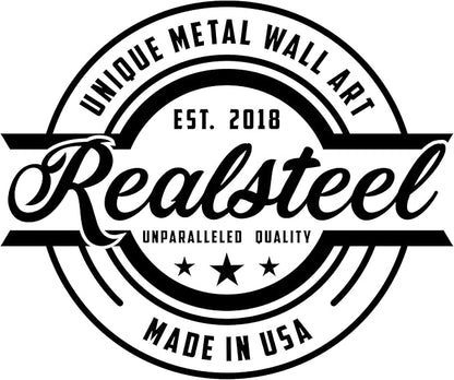 RealSteel Personalized Bear Metal Sign - Custom Outdoor Wall Art with Mountain Scene - Circular Design for Porch, Patio, Lawn & Garden Décor - Textured Silver, 18"