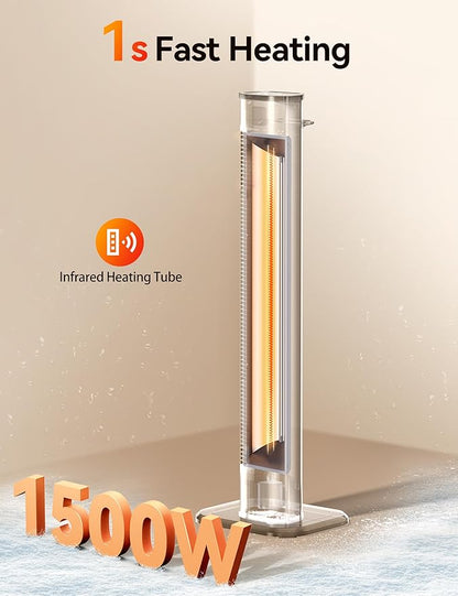 VAGKRI Outdoor Heaters, 1s Heating Carbon Infrared Patio Heaters With Remote, 9 Heat Levels, 24H Timer, IPX5 Waterproof, 42in Electric Space Heaters for Home, Office, Restaurant, Patio, and Garage