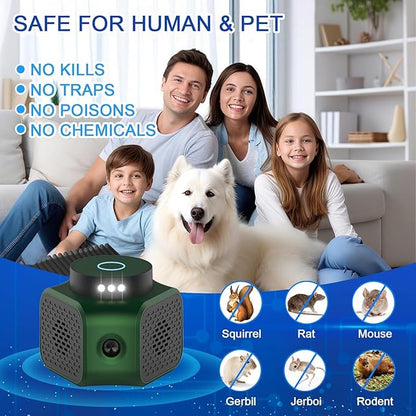 Mice Repellent Ultrasonic Plug in 4-Modes, Mouse Rat Indoor Rodent Squirrel Ultrasonic Pest Repeller for Attic House Warehouse Basement Garage Office Rvs