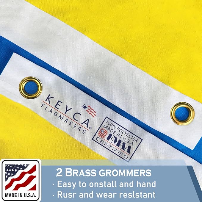 Ukraine Flag 3x5 FT Made in The USA-Heavy Duty Vibrant Colors Double Sided Ukrainian UKR Flag with 2 Brass Grommets for Home/Company/Indoor Outdoor Decoration