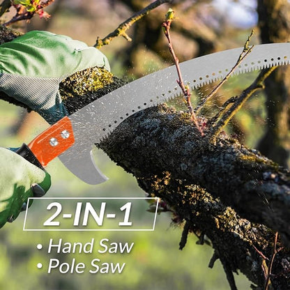 Walensee Pole Saws for Tree Trimming 7.7 FT Lightweight Manual Stainless Steel Extension High Pole Pruning Pole Saw with Blade for Trimmer Branches Pole Cutter and Pruner at Forestry Yard Garden Patio