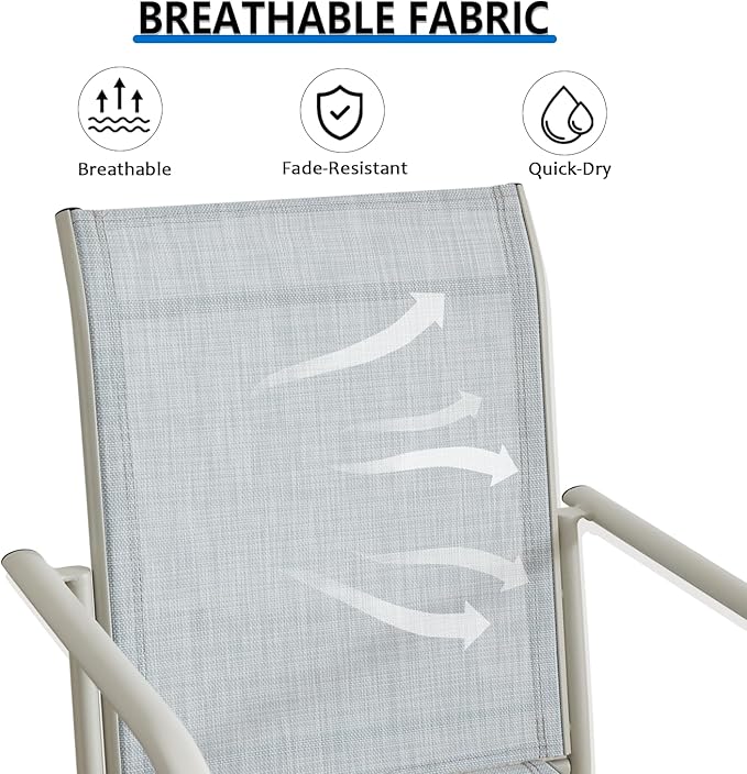 Outdoor Dining Chairs Set of 4, Stackable Patio Chairs with Textilene Fabric, Lightweight Garden Chairs for Poolside, Backyard, Camping, Beige