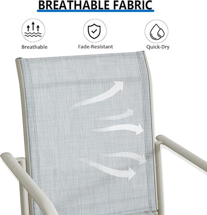 Outdoor Dining Chairs Set of 6, Stackable Patio Chairs with Textilene Fabric, Lightweight Garden Chairs for Poolside, Backyard, Camping, Beige