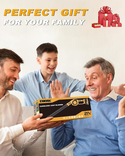 EWORK Small Leaf Blower Cordless 21V 200MPH Lightweight Electric Leaf Blower with 2x2.0Ah Battery and Fast Charger, Mini Battery Powered Compact Blowers for Lawn Care, Leaves, Jobsite, Patio Cleaning