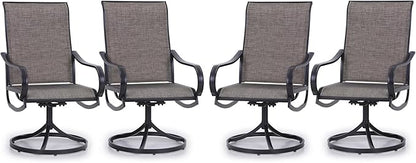 PHI VILLA Patio Swivel Dining Chairs Set of 4 Outdoor Metal Chair with Textilene Mesh Fabric, Patio Gentle Rocker Chair, Black Frame for Deck Garden