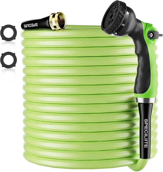 SPECILITE Flexible Garden Water Hose 200 Ft, Heavy Duty, Lightweight and Leak-Proof Pipe× 1/2 In, 3/4" Brass Swivel Fittings,Burst 600 PSI, Non-Expandable, Kink-Proof, For Car, Yard, Outdoor, Lawn
