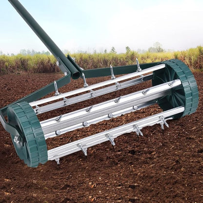 S AFSTAR 17-Inch Rolling Lawn Aerator, Spike Lawn Aerator Roller with 50-Inch Anti-Slip Handle & Tine Spikes, Garden Grass Lawn Soil Aeration Tool, Lawn Aerator Machine for Garden Patio Yard