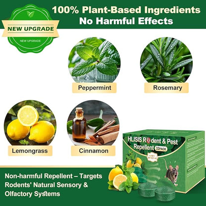 32PCS Mouse Rodent Repellent, Natural Mouse Repellent Peppermint Oil for Mice, Rats, Squirrels, Spiders and Pests, Keeps Pests Away Effectively from Garden & Home, Indoor & Outdoor Use (Peppermint)