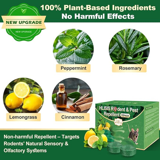 32PCS Mouse Rodent Repellent, Natural Mouse Repellent Peppermint Oil for Mice, Rats, Squirrels, Spiders and Pests, Keeps Pests Away Effectively from Garden & Home, Indoor & Outdoor Use (Peppermint)
