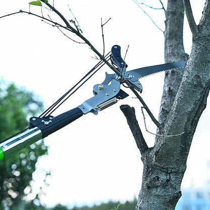 27FT Manual Pole Saw, Tree Branch Trimmer with 8-Section Fiberglass Handle, Sharp Steel Blade and Heavy-Duty Giant Pruning Scissors, Design for High Branch Trimming, Ideal for Palm and Shrub