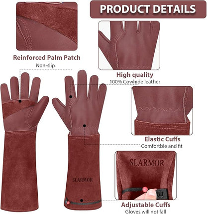 Long Gardening-Gloves Women/Men-Thorn proof Rose Pruning Heavy Duty Gauntlet-L