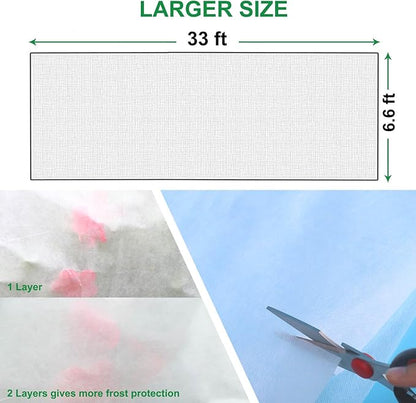 Plant Covers Freeze Protection 1.05 oz/yd² Thicker, 6.6 x 33 Ft Frost Cloth Plant Freeze Protection, Frost Blankets Covers for Outdoor Plants Winter Frost Protection, Garden Floating Row Covers