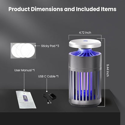 Pest Sniper Indoor Insect Trap,Attracts and Zaps Mosquitos, Gnats, Moths, Fruit Flies，2 in 1 Bug Zapper with Suction and Electric Grid