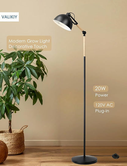 LED Grow Light for Indoor Plants, 20W Adjustable Standing Grow Lamp with Rotatable Head, Foot Switch & External Timer, Full Spectrum, Energy-Efficient & 97+ CRI for Thriving, Lush Growth.