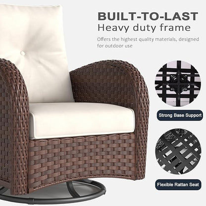 LayinSun 9 Pieces Outdoor Patio Furniture Set, Rattan Wicker Sectional Swivel Rocker Chairs Sets