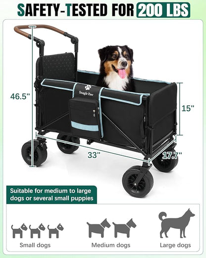 Snagle Paw Extra Large Dog Stroller,Wagon Cart for Medium Large Dogs up to 200lbs | All Terrain Foldable Pet Stroller with Ramp & Tailgate (Extra Space), Adjustable Handle & One-Step Brake