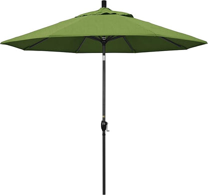 California Umbrella GSPT908302-48022 9' Round Aluminum Market, Crank Lift, Push Button Tilt, Black Pole, Sunbrella Spectrum Cilantro