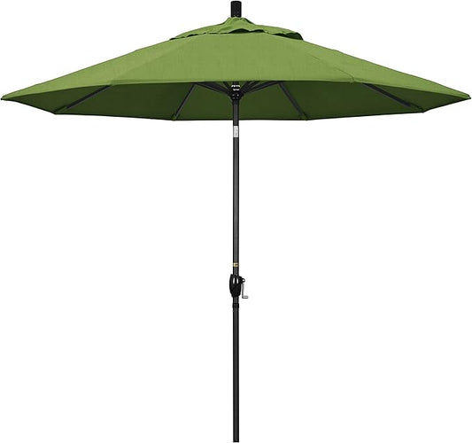 California Umbrella GSPT908302-48022 9' Round Aluminum Market, Crank Lift, Push Button Tilt, Black Pole, Sunbrella Spectrum Cilantro