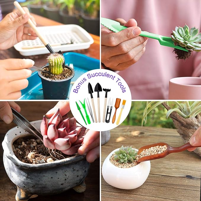 Garden Tools Set 83 Piece, Succulent Tools Set Included, Heavy Duty Aluminum Gardening Tools for Gardening, Non-Slip Ergonomic Handle, Durable Storage Tote Bag, Gifts for Men Women