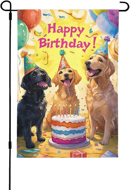 Birthday Dog Garden Flag Vertical Double Sided Outdoor Yard Flags 12.5x18 Inch Burlap Banners Vertical Double Sided for Outdoor Decor Lawn