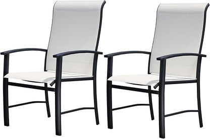 Outdoor Dining Chairs Set of 2, Stackable Patio Chairs with Metal Frame & Textilene Fabric, Perfect for Patio Garden Deck, Oyster