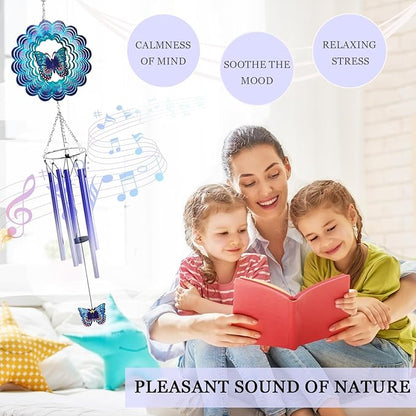 Wind Chimes for Outside with Butterfly Wind Spinner, Unique Christmas Birthday Gifts for Women Mom Friends Sisters Teacher, Windchimes Outdoor Decor Patio Garden Yard Butterflies Decorations