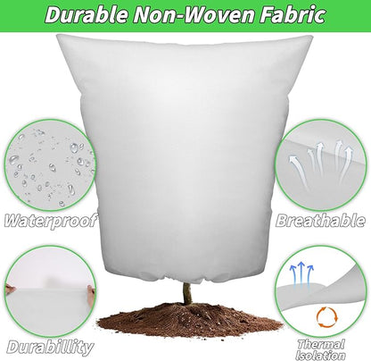 4PCS Large Plant Covers Freeze Protection 2.2oz Reusable Winter Frost Cloth Plant Protection Jacket Cover Bags Frost Blankets, for Shrub Trees Outdoor Plants Fruit Tree Potted, 75"W x 90"H