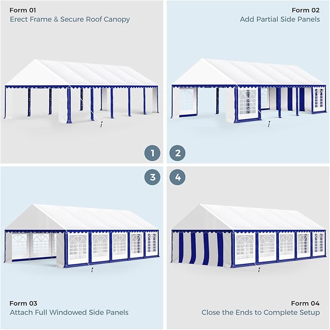 GREEN PARTY 16x32FT Party Tent Heavy Duty, Large Wedding Event Shelters with 4 Carry Bags & Removable Sidewalls, Outdoor Canopy Gazebo Commercial Tents for Parties Carport Garden Patio