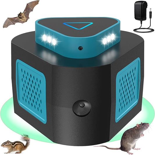 2025 360°Ultrasonic Pest Repellent Plug in,Indoor Pest Control for Rodent Mice Rat Spider Ant Bug Squirrel Bats Roach,4 Mode Switching Mouse Repellent Device for Basement House Garage Kitchen(1pcak)