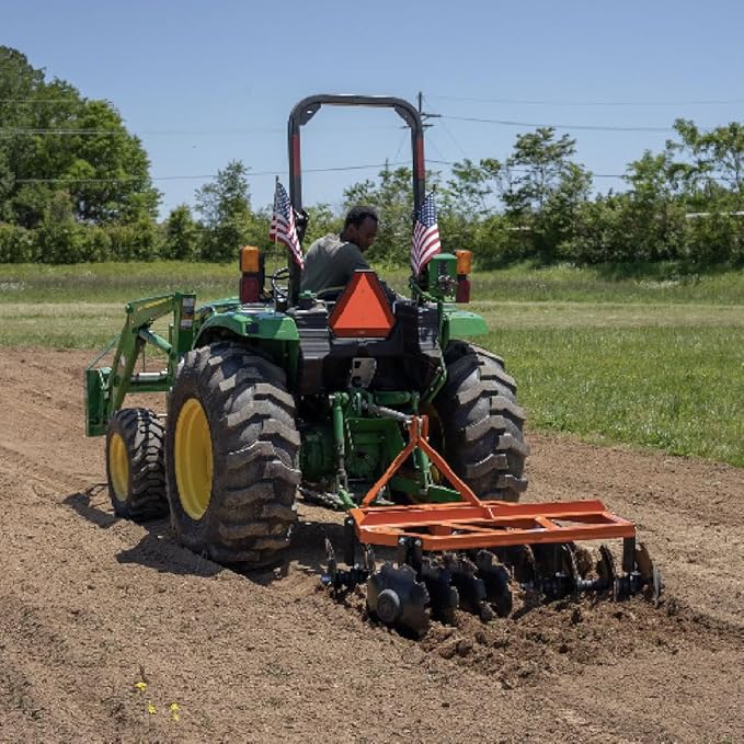 Titan Attachments 3 Point 6ft Notched Disc Harrow Plow Attachment for Cat 1 Tractors, Concave Discs for Tilling, Loosening and Lifting Soil